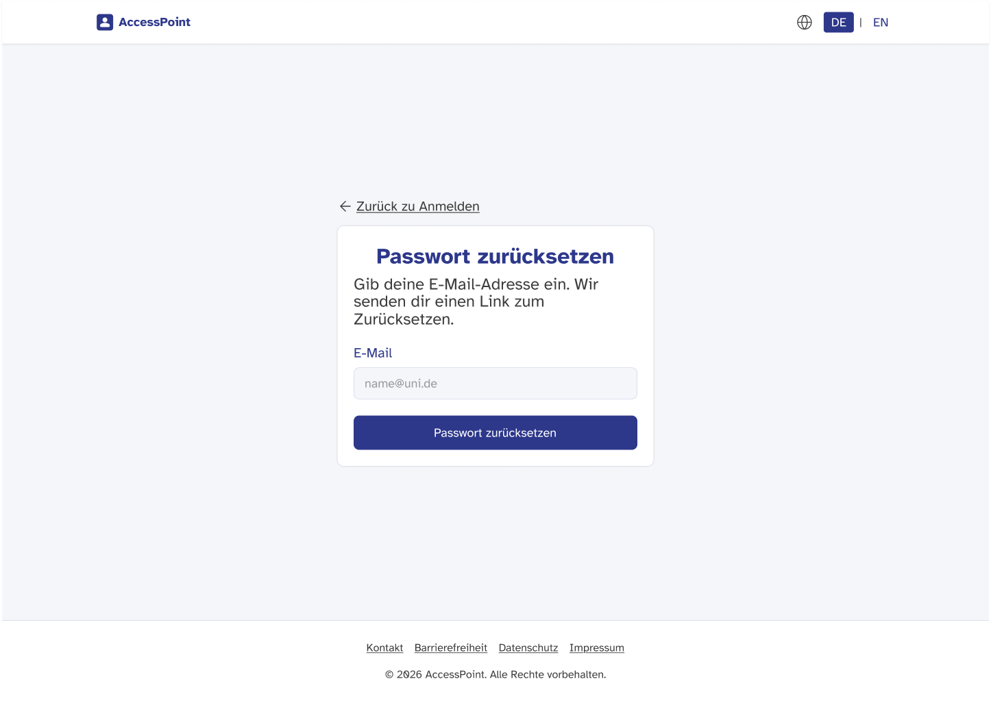 Access Point reset password page