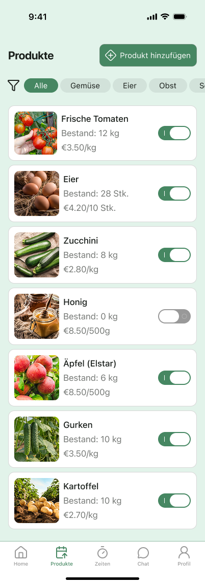 Ernte Route seller profile screen 2