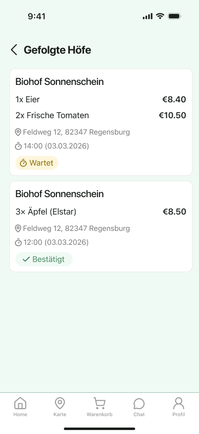 Ernte Route buyer screen 3