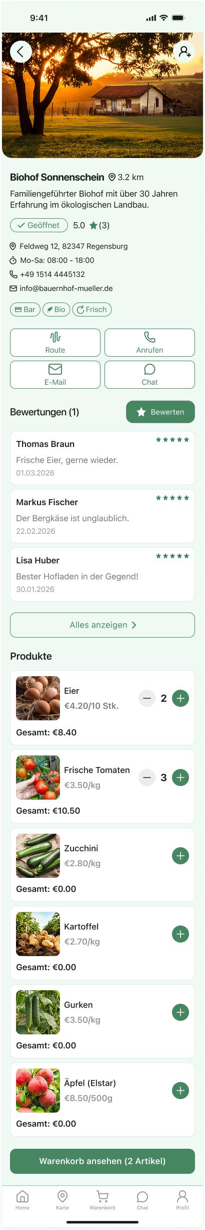 Ernte Route buyer screen 4