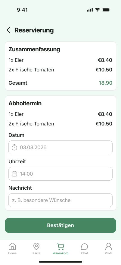 Ernte Route buyer screen 10