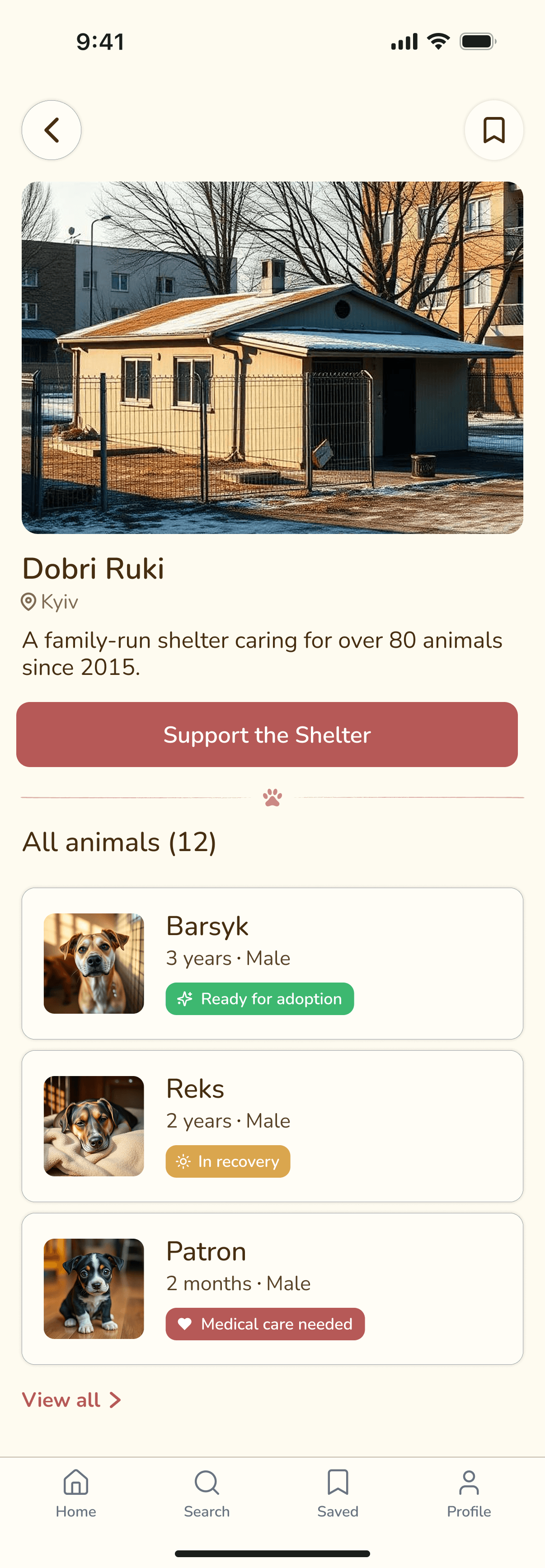Ventura shelter card
